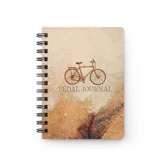 Spiral journal featuring biking theme for recording cycling experiences